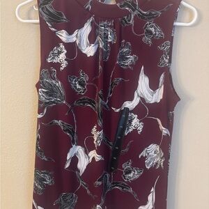 Banana Republic Burgundy and White Floral Top